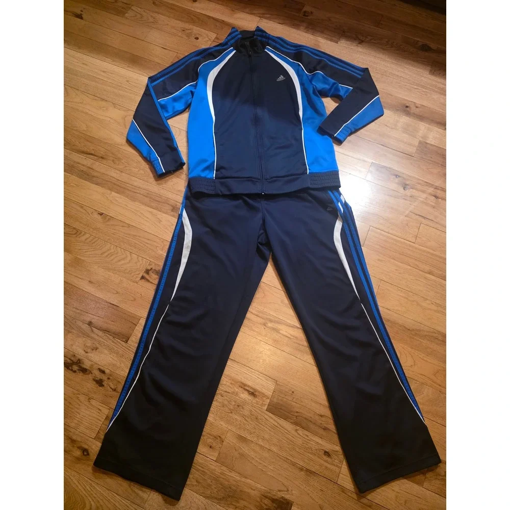 Adidas Mens Tracksuit Navy‎ Blue Royal Full Zip Jacket Pants Set E77355 Large